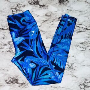 Gymshark Neon Tropical Floral Leggings Blue Women S Sports Athleisure Yoga Gym